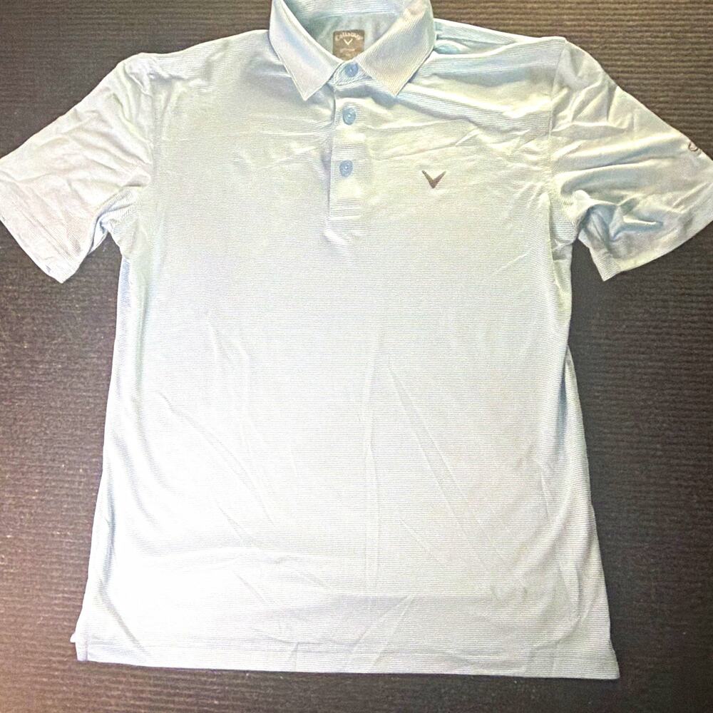Callaway Opti-Dri Men's S Blue/White Striped Golf Polo Shirt Short Sleeve